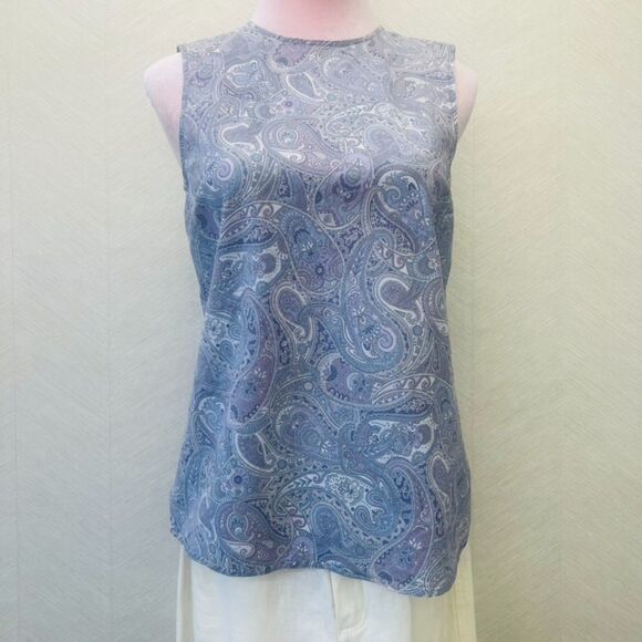 Brooks Brothers Liberty Art Purple Paisley Lightweight Tank Blouse Size 2 - Picture 1 of 10